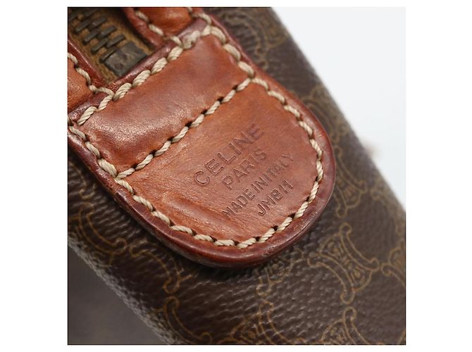 Céline Borsa a mano in tela Macadam CELINE in pelle PVC marrone oro Auth BSZ166 D'oro - vista 20