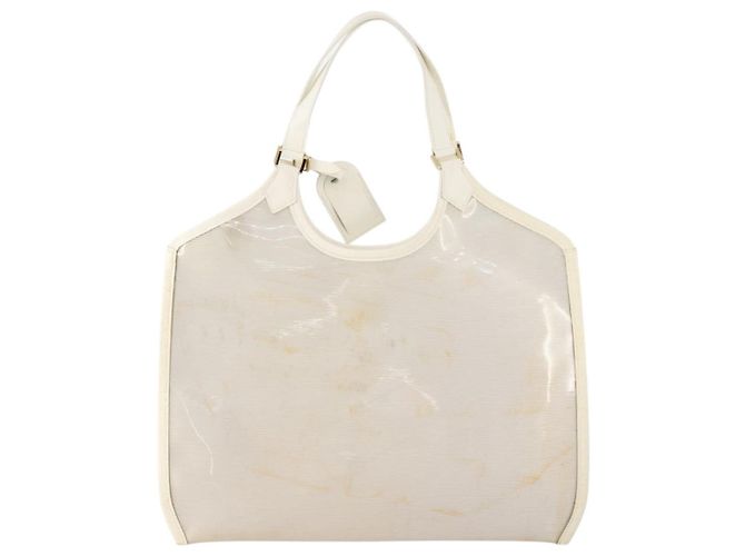LOUIS VUITTON Borsa Plage Via Epi in Vinile Pelle Trasparente Bianca M92153 LV Auth bs33391 Bianco - vista 13