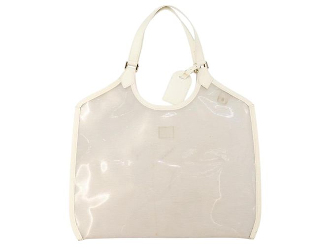 LOUIS VUITTON Borsa Plage Via Epi in Vinile Pelle Trasparente Bianca M92153 LV Auth bs33391 Bianco - vista 2
