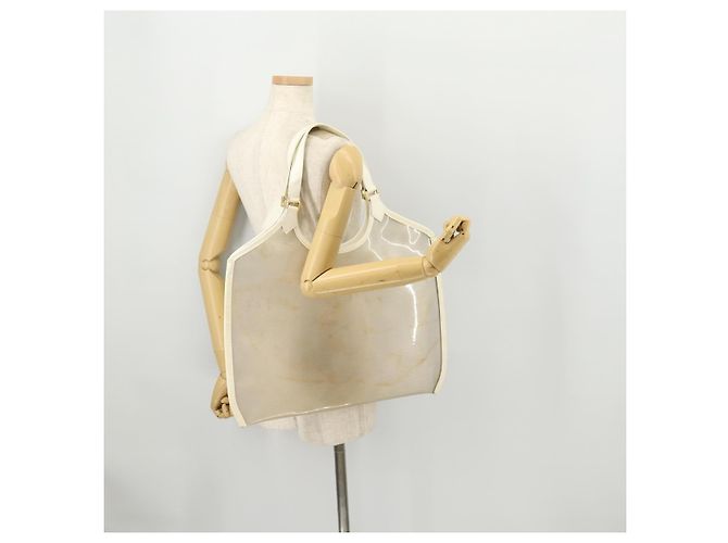 LOUIS VUITTON Borsa Plage Via Epi in Vinile Pelle Trasparente Bianca M92153 LV Auth bs33391 Bianco - vista 23