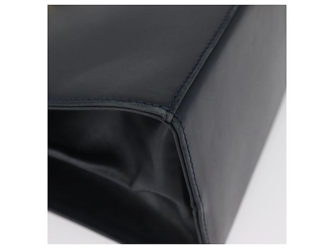 Borsa a mano Gancini in pelle blu navy e oro Auth BSZ342 di Salvatore Ferragamo D'oro - vista 10