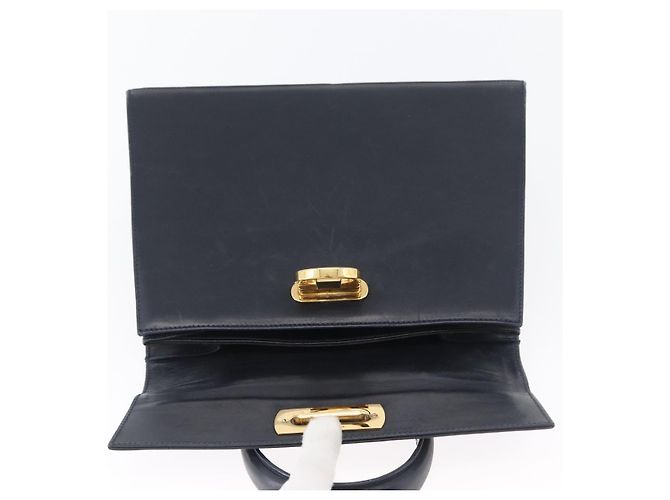 Borsa a mano Gancini in pelle blu navy e oro Auth BSZ342 di Salvatore Ferragamo D'oro - vista 15