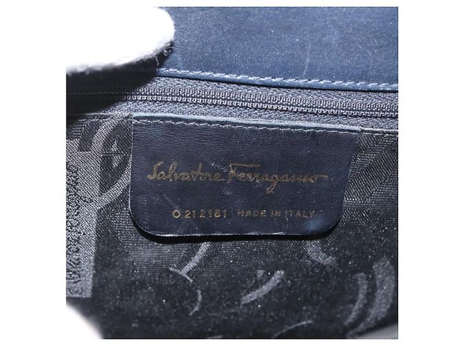 Borsa a mano Gancini in pelle blu navy e oro Auth BSZ342 di Salvatore Ferragamo D'oro - vista 16