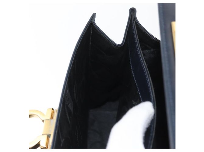 Borsa a mano Gancini in pelle blu navy e oro Auth BSZ342 di Salvatore Ferragamo D'oro - vista 21
