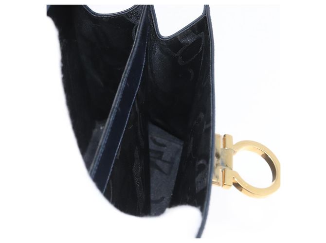 Borsa a mano Gancini in pelle blu navy e oro Auth BSZ342 di Salvatore Ferragamo D'oro - vista 22