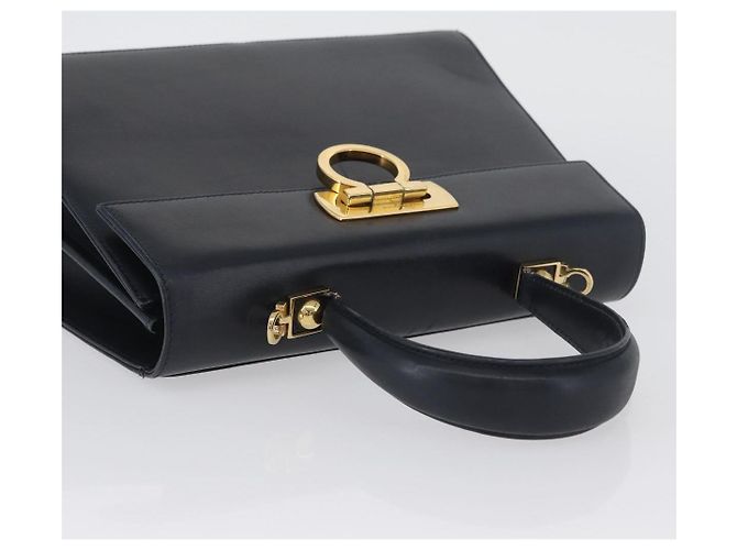 Borsa a mano Gancini in pelle blu navy e oro Auth BSZ342 di Salvatore Ferragamo D'oro - vista 6