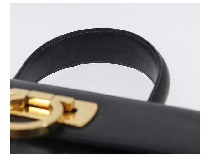 Borsa a mano Gancini in pelle blu navy e oro Auth BSZ342 di Salvatore Ferragamo D'oro - vista 8