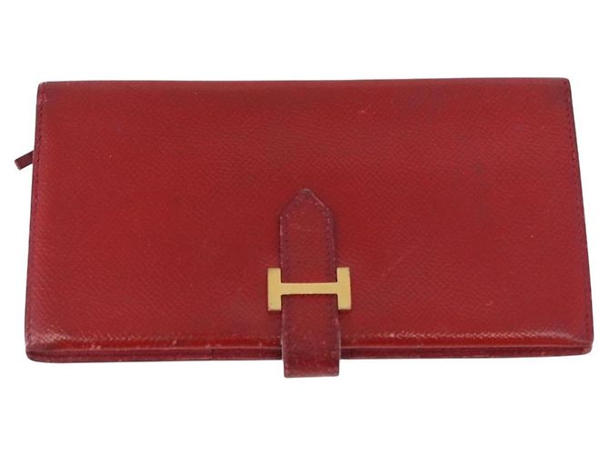 Hermès Portafoglio HERMES in pelle 2 pezzi marrone rosso Auth bs33891 - vista 2