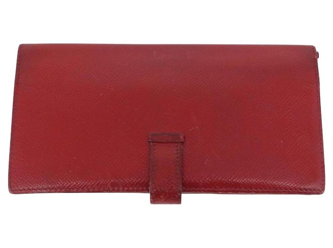 Hermès Portafoglio HERMES in pelle 2 pezzi marrone rosso Auth bs33891 - vista 3