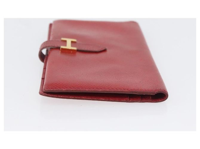 Hermès Portafoglio HERMES in pelle 2 pezzi marrone rosso Auth bs33891 - vista 4