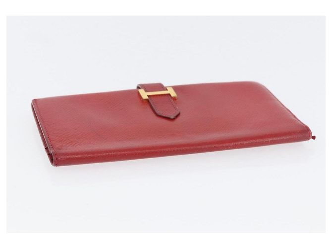 Hermès Portafoglio HERMES in pelle 2 pezzi marrone rosso Auth bs33891 - vista 5