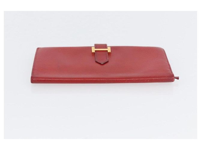 Hermès Portafoglio HERMES in pelle 2 pezzi marrone rosso Auth bs33891 - vista 6