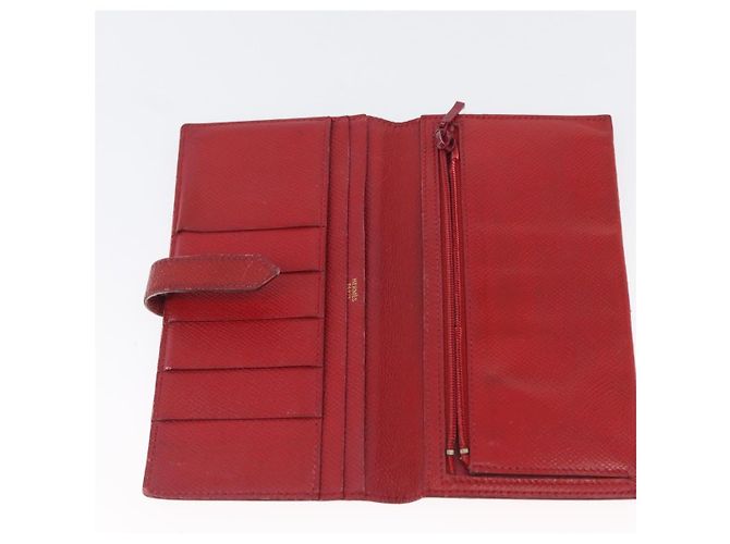 Hermès Portafoglio HERMES in pelle 2 pezzi marrone rosso Auth bs33891 - vista 8