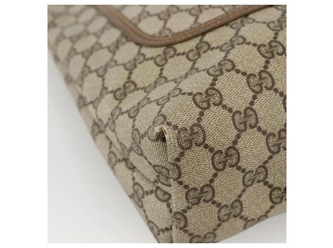 Borsa tote Gucci GG Supreme Web Sherry Line in PVC beige e oro 39 02 003 Auth kk643 D'oro - vista 11
