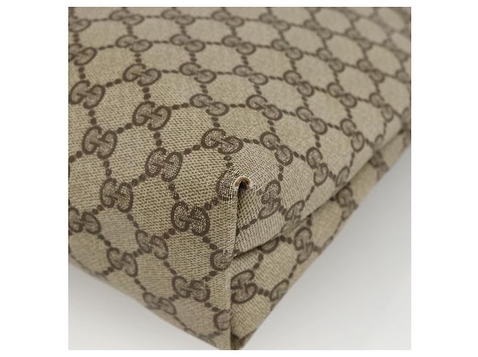 Borsa tote Gucci GG Supreme Web Sherry Line in PVC beige e oro 39 02 003 Auth kk643 D'oro - vista 12