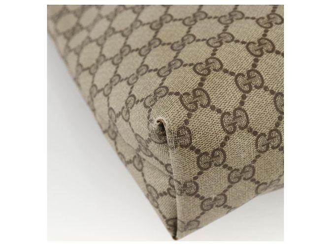 Borsa tote Gucci GG Supreme Web Sherry Line in PVC beige e oro 39 02 003 Auth kk643 D'oro - vista 13