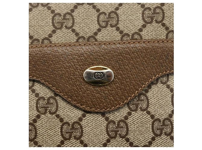 Borsa tote Gucci GG Supreme Web Sherry Line in PVC beige e oro 39 02 003 Auth kk643 D'oro - vista 14