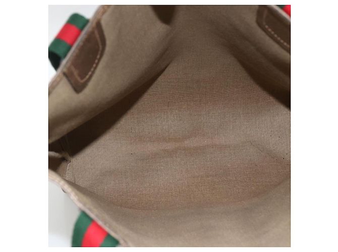 Borsa tote Gucci GG Supreme Web Sherry Line in PVC beige e oro 39 02 003 Auth kk643 D'oro - vista 16