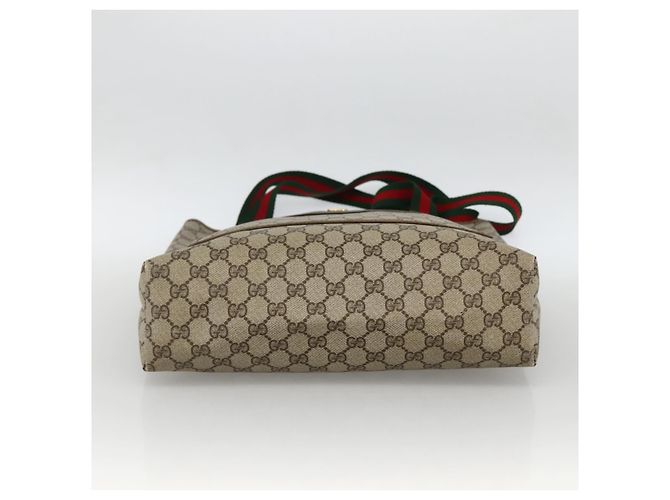 Borsa tote Gucci GG Supreme Web Sherry Line in PVC beige e oro 39 02 003 Auth kk643 D'oro - vista 9