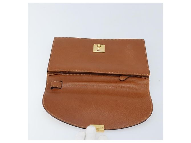 GUCCI Clutch in Pelle Marrone Oro Auth ep13771 D'oro - vista 13