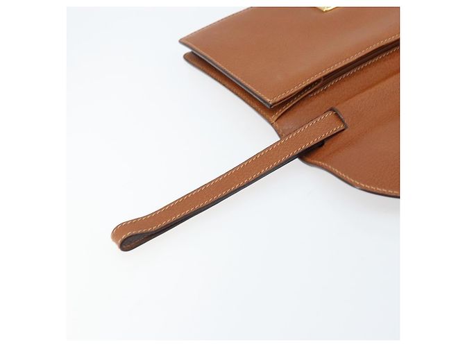 GUCCI Clutch in Pelle Marrone Oro Auth ep13771 D'oro - vista 14