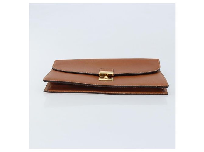 GUCCI Clutch in Pelle Marrone Oro Auth ep13771 D'oro - vista 7