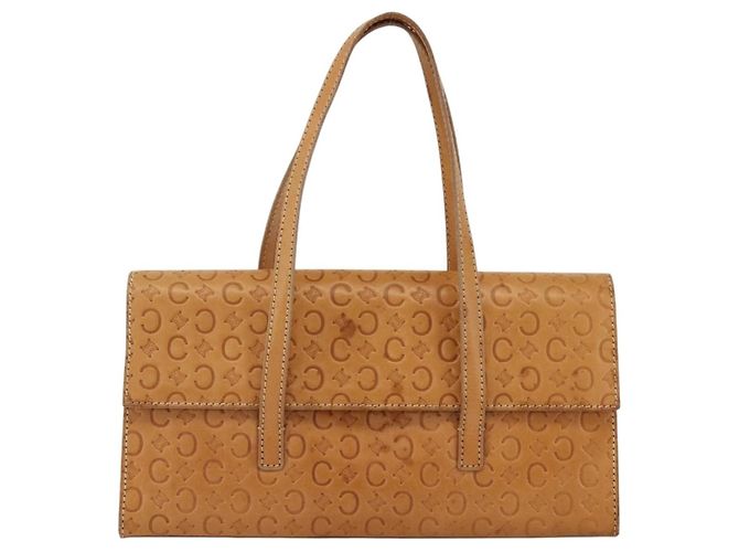 Céline Borsa a mano in tela Macadam C di CELINE in pelle beige e oro Auth BSZ627A D'oro - vista 2