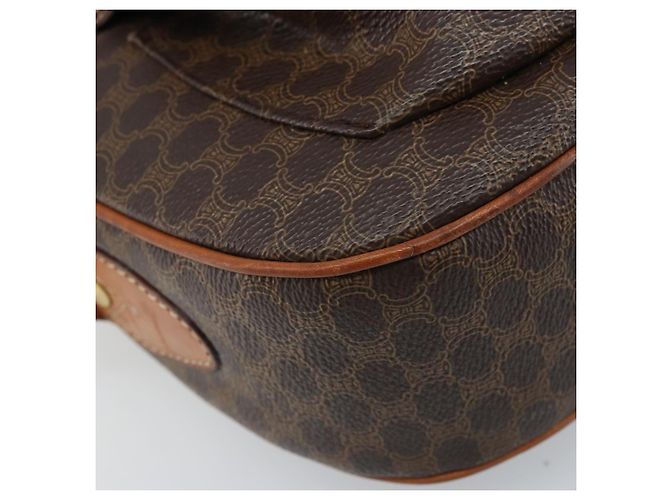 Céline Borsa a Spalla in Tela Macadam CELINE in Pelle PVC Marrone Oro Auth ARZ276 D'oro - vista 11