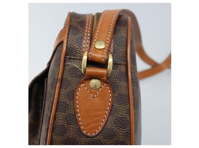 Céline Borsa a Spalla in Tela Macadam CELINE in Pelle PVC Marrone Oro Auth ARZ276 D'oro - vista 14