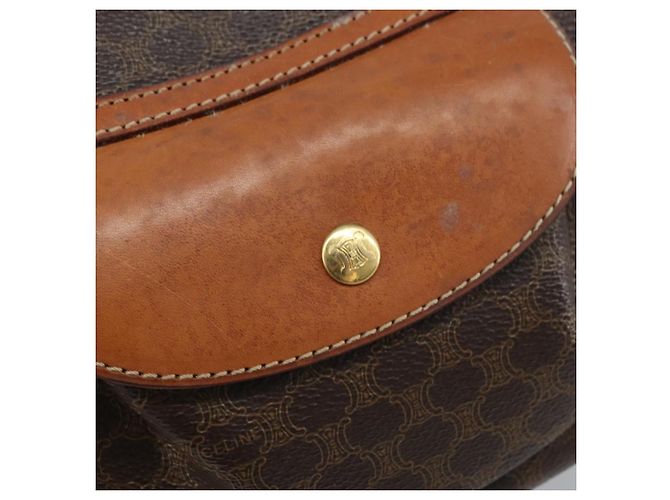 Céline Borsa a Spalla in Tela Macadam CELINE in Pelle PVC Marrone Oro Auth ARZ276 D'oro - vista 15