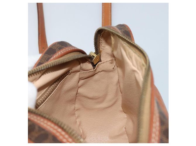 Céline Borsa a Spalla in Tela Macadam CELINE in Pelle PVC Marrone Oro Auth ARZ276 D'oro - vista 19