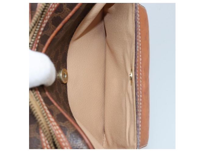 Céline Borsa a Spalla in Tela Macadam CELINE in Pelle PVC Marrone Oro Auth ARZ276 D'oro - vista 23