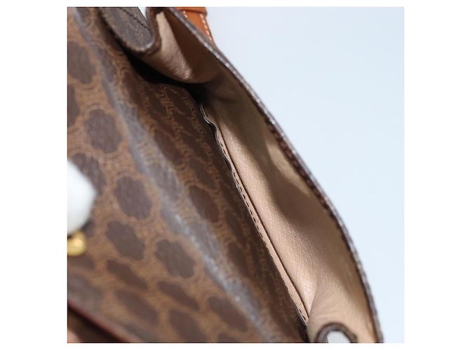 Céline Borsa a Spalla in Tela Macadam CELINE in Pelle PVC Marrone Oro Auth ARZ276 D'oro - vista 24