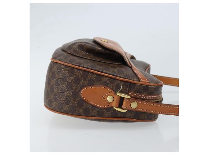 Céline Borsa a Spalla in Tela Macadam CELINE in Pelle PVC Marrone Oro Auth ARZ276 D'oro - vista 4