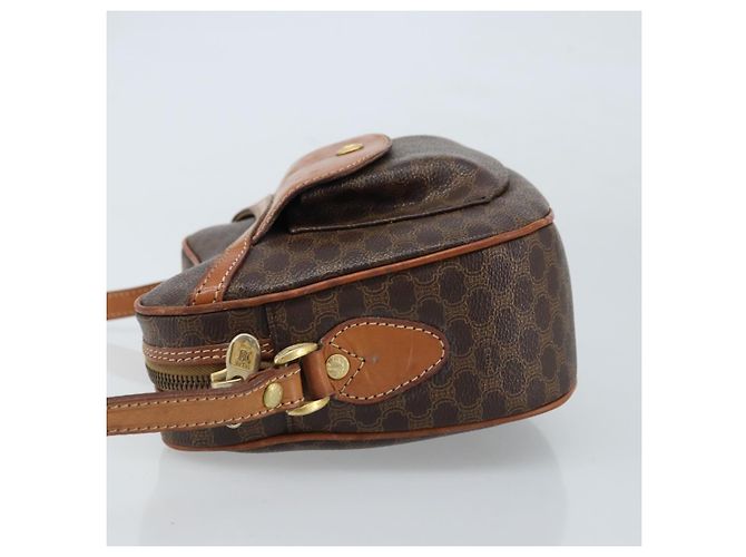 Céline Borsa a Spalla in Tela Macadam CELINE in Pelle PVC Marrone Oro Auth ARZ276 D'oro - vista 5