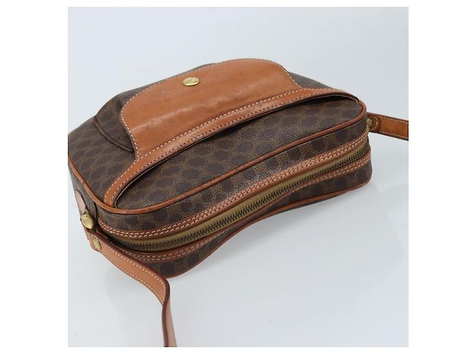 Céline Borsa a Spalla in Tela Macadam CELINE in Pelle PVC Marrone Oro Auth ARZ276 D'oro - vista 6