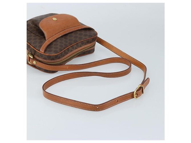 Céline Borsa a Spalla in Tela Macadam CELINE in Pelle PVC Marrone Oro Auth ARZ276 D'oro - vista 7