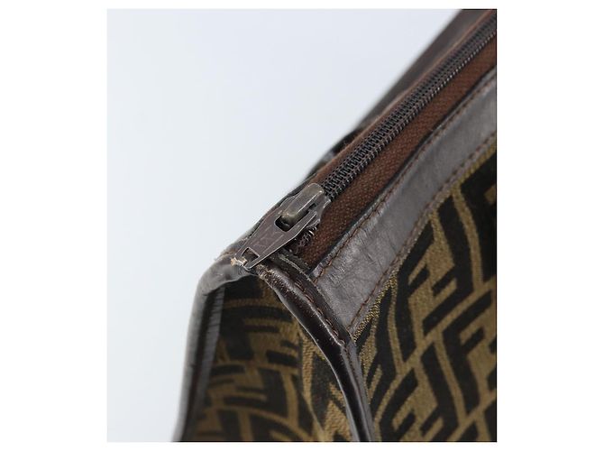 Borsa a mano in tela Zucca FENDI nera e marrone Auth ep13687 Nero - vista 10