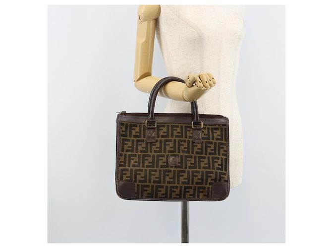 Borsa a mano in tela Zucca FENDI nera e marrone Auth ep13687 Nero - vista 23
