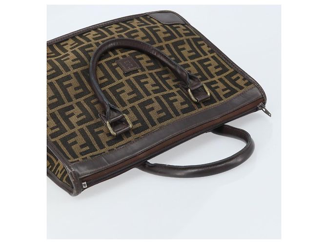 Borsa a mano in tela Zucca FENDI nera e marrone Auth ep13687 Nero - vista 6