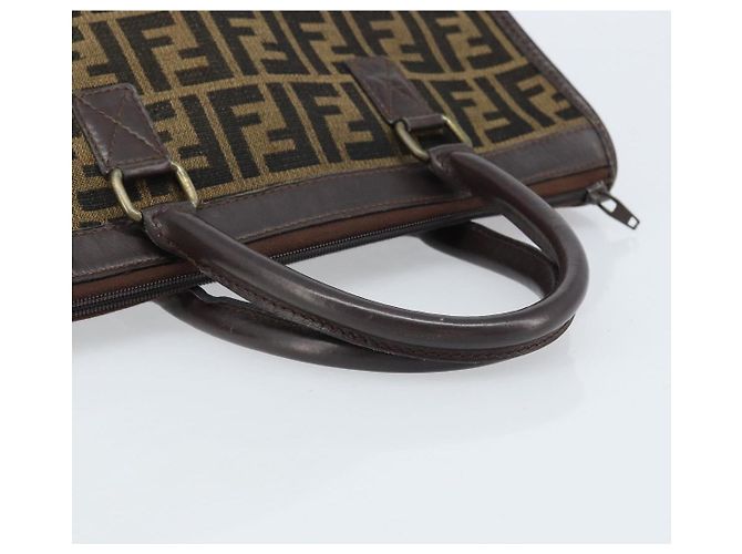 Borsa a mano in tela Zucca FENDI nera e marrone Auth ep13687 Nero - vista 7