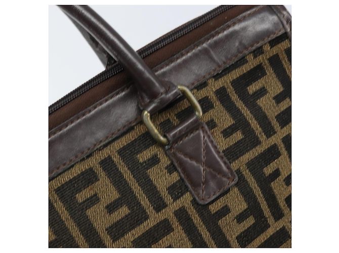 Borsa a mano in tela Zucca FENDI nera e marrone Auth ep13687 Nero - vista 9