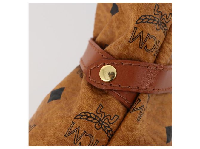 MCM Logogram Vicetos Copertura per Testa di Mazza da Golf in Pelle PVC Marrone Oro Auth 170928 D'oro - vista 14
