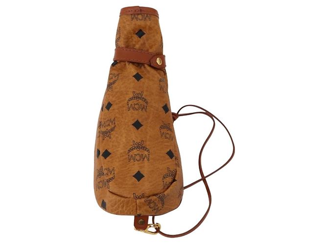 MCM Logogram Vicetos Copertura per Testa di Mazza da Golf in Pelle PVC Marrone Oro Auth 170928 D'oro - vista 2