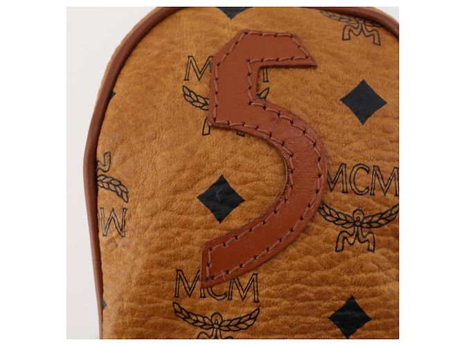 MCM Logogram Vicetos Copertura per Testa di Mazza da Golf in Pelle PVC Marrone Oro Auth 170928 D'oro - vista 24