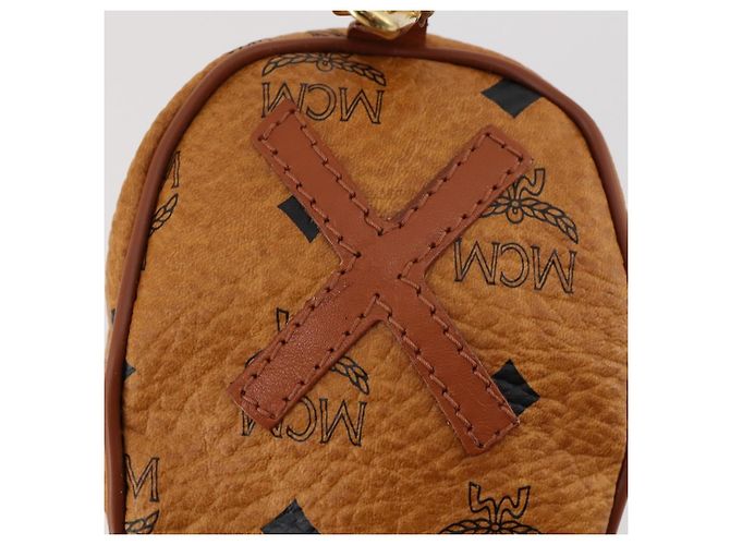 MCM Logogram Vicetos Copertura per Testa di Mazza da Golf in Pelle PVC Marrone Oro Auth 170928 D'oro - vista 28