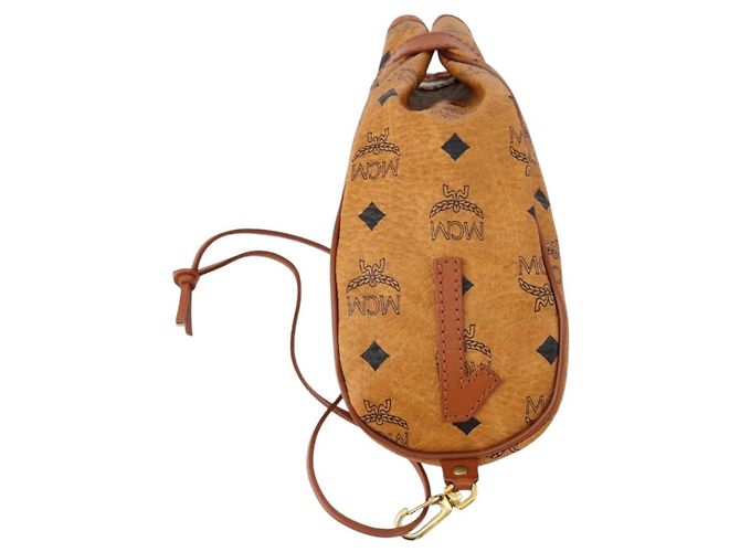 MCM Logogram Vicetos Copertura per Testa di Mazza da Golf in Pelle PVC Marrone Oro Auth 170928 D'oro - vista 3