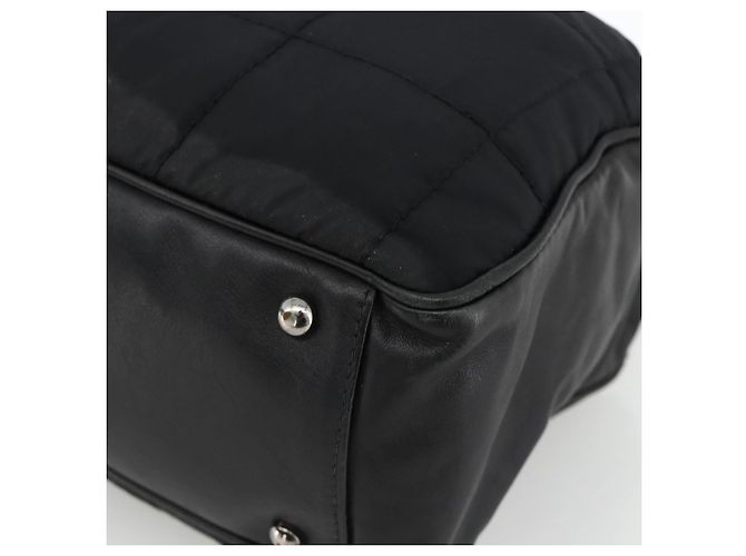 CHANEL Borsa a Mano Choco Bar Nylon Nero Argento CC Auth BA11373 - vista 10