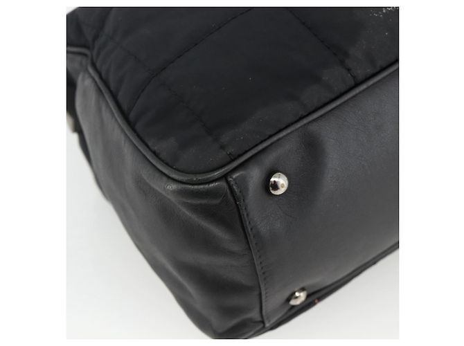 CHANEL Borsa a Mano Choco Bar Nylon Nero Argento CC Auth BA11373 - vista 11