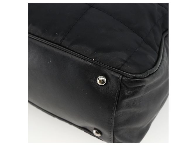 CHANEL Borsa a Mano Choco Bar Nylon Nero Argento CC Auth BA11373 - vista 12